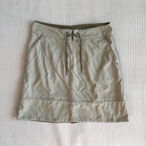 Vintage Sporty Tan Mini Skirt with Lace Up Drawstring